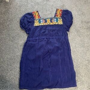Johnny Was embroidered cap sleeve cinched waist mini dress